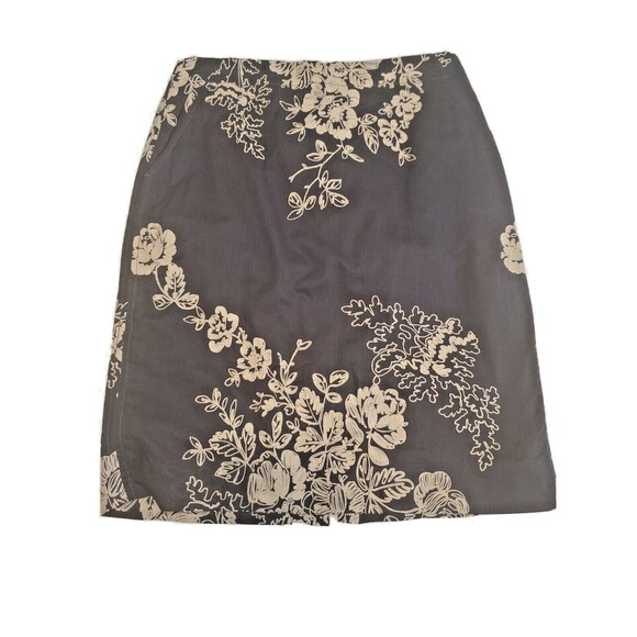 J Crew Mini Skirt Sz 8 Floral Embroidery Zipped Lined Professional Zipped - Picture 1 of 8